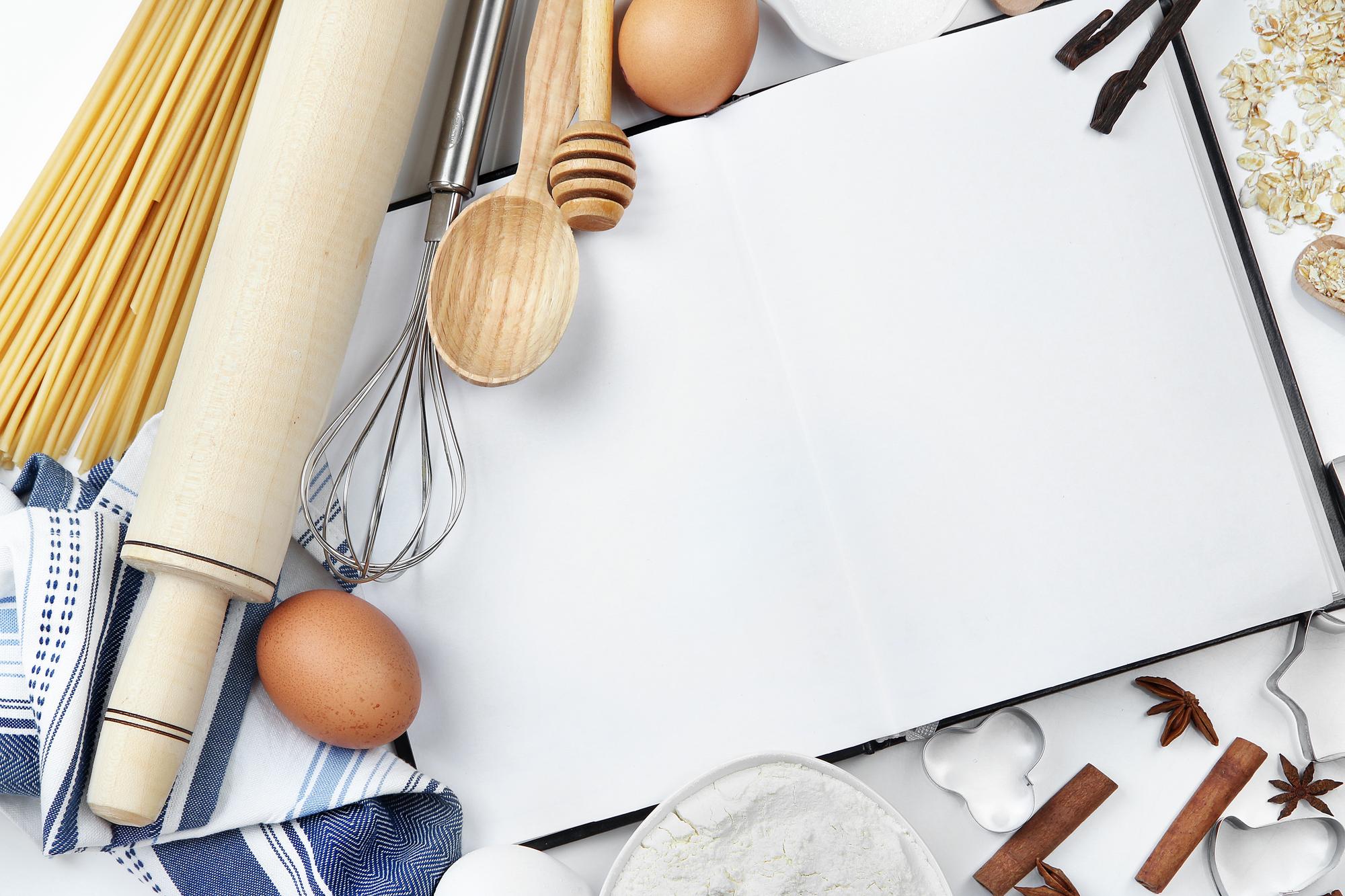 Workshop table with ingredients and utensils
